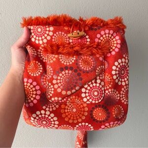 Athleta | Orange Faux Fur Printed Ultra-Suede Shoulder Crossbody Bag